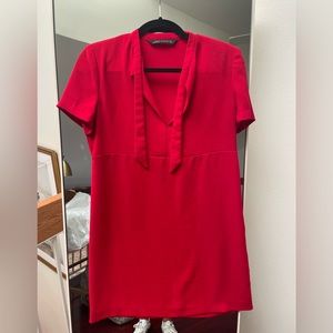 Zara Red Short Sleeve Shift Dress